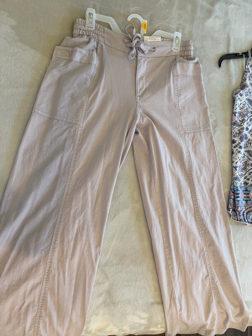 Wide Leg Drawstring Pants in Light Mauve